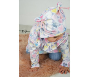 French Terry - Aquarell Herzen weiß flieder pastell